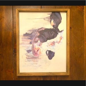 Cow Print. Watercolor. Barn wood frame. 20x16. Hobby Lobby.